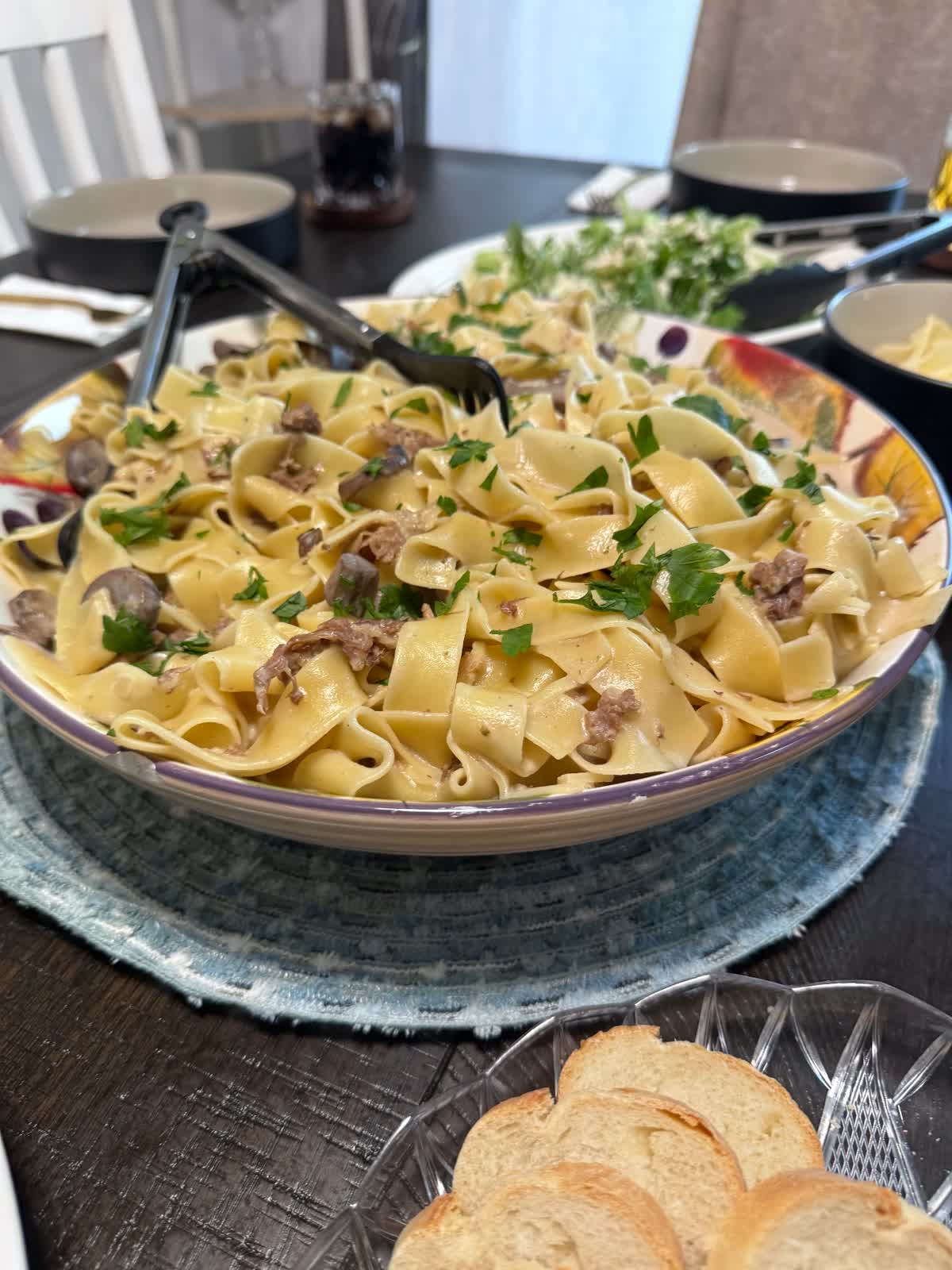 Beef stroganoff with egg noodles and mushrooms